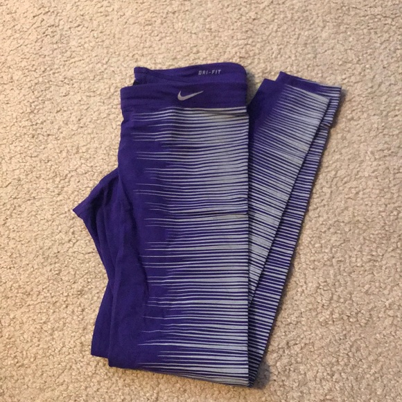 Nike Pants - Nike dri fit purple reflective running pants